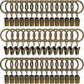 44 Pack Metal Curtain Rings with Clips, 1 in ID, Bronze