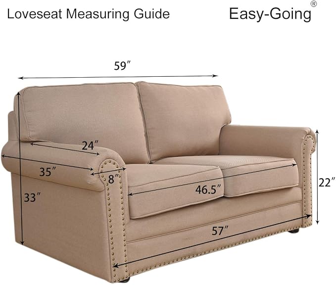 Easy-Going Stretch Loveseat Couch Covers Washable Camel | 1-Piece Loveseat - Image 7