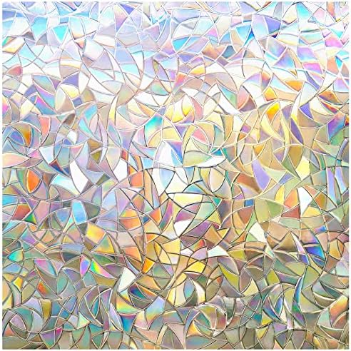 rabbitgoo Rainbow Window Privacy Film, Stained Glass Cling, 29.5" x 157.4"