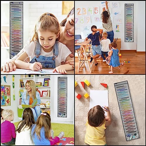 Hanging Pencil Holder Classroom Pencil Parking Pocket Chart Numbered Pencil Dispenser Organizer as Back to School Essentials (1 Pack-Grey)