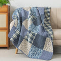 SLPR - Cotton Quilted Throw Blanket, 50" x 60" Blue Patchwork Lap Quilt