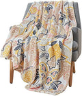 Soft Fleece Throw Blanket, Bohemian Boho Yellow Floral Paisley, 50x70
