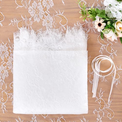 Lace Tablecloth Rectangular 2 Pieces 60 x 120 Inch White Wedding Overlay