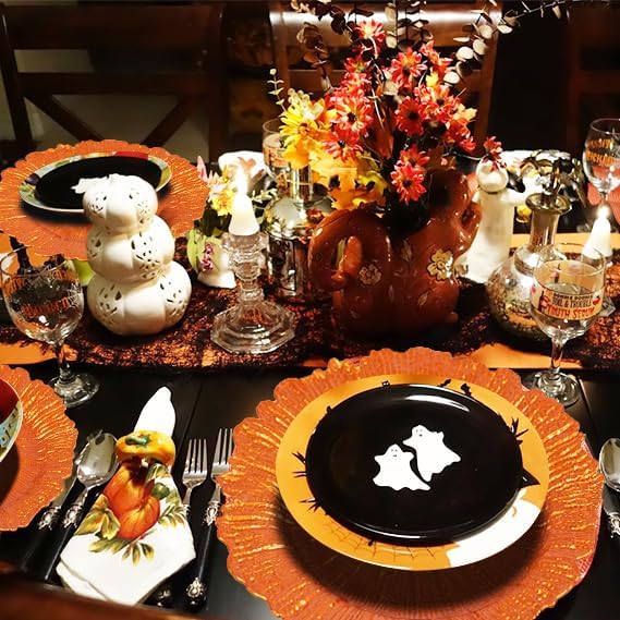 MAONAME Orange Charger Plates Set of 12, Reef Chargers for Dinner Plates