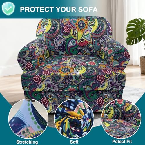 NILUOH 2-Piece T-Cushion Armchair Slipcover, Stretch Chair Cover with Separate Seat Cushion Cover, Soft Washable Furniture Protector for Living Room