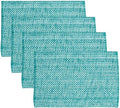Sweet Home Collection 100% Cotton Placemats for Dining Room Rectangle Two Tone Woven Fabric 13" x 19" Soft Durable Table Mat Set, Set of 4, Turquoise