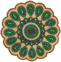 ALPHA Living HOME 13 Inch Round Beaded Placemat, Green Gold Table Decor Mat