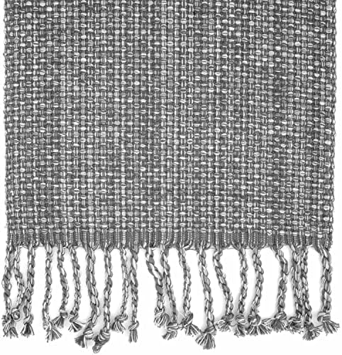 100% Cotton Table Runner for Dining Room Tables Rectangle Two Tone Woven Fabric 72" x 13" Soft Durable Table Runner, Gray