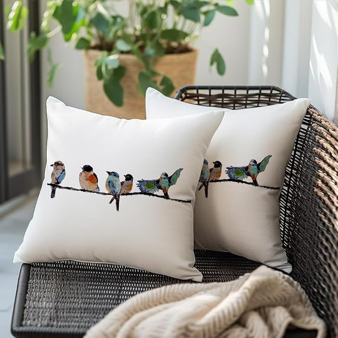 RABUSOFA 18x18 Outdoor Birds Pillow Decorative Throw Pillows, Small Throw - Image 4