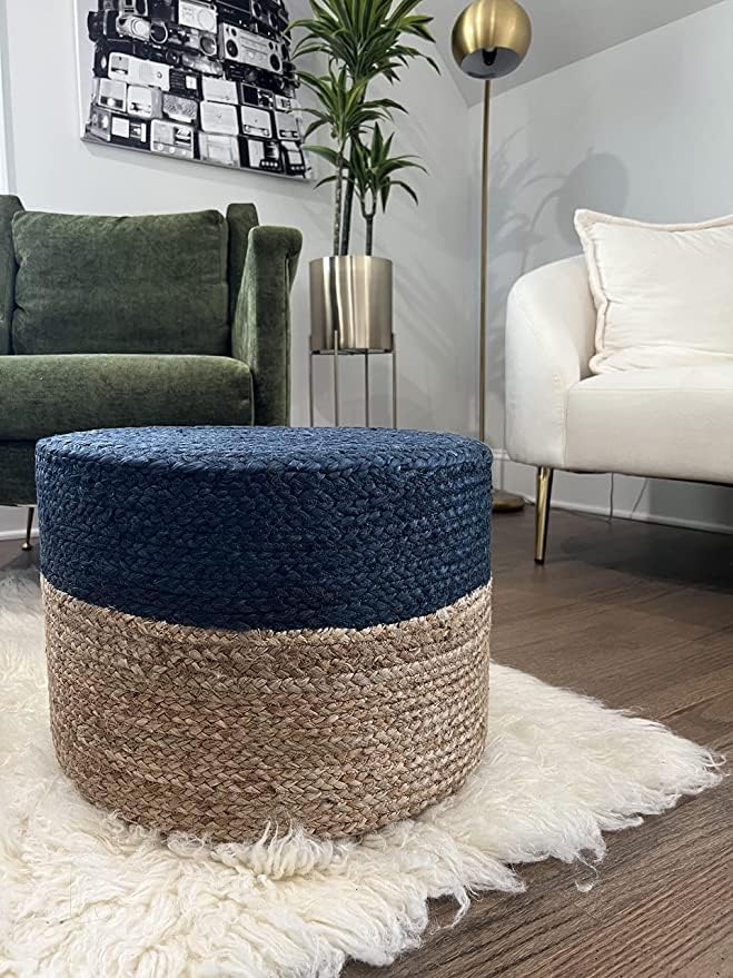 Pouf Ottoman 100% Jute Braided Pouffe (20"x20"x10")