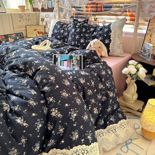 Twin Size Floral Duvet Cover Set 3 Pcs,Vintage Bedding 68"×86"