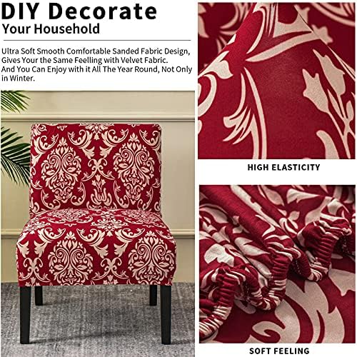 Eco-Ancheng Armless Accent Chair Cover Slipcover Stretch Spandex Slipper Chair Cover Removable Washable for Armless Chair Slipcover Furniture Protector Covers for Living Dining Room Hotel
