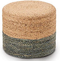 18'' Boho Ottoman Pouf Natural Water Hyacinth Rustic Handmade Lounge Pouffe