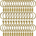 40 Pack Metal Curtain Rings with Clips, 1.5 in ID, Gold