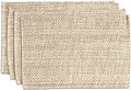 Sweet Home Collection 100% Cotton Placemats for Dining Room Rectangle Two Tone Woven Fabric 13" x 19" Soft Durable Table Mat Set, Set of 4, Eggshell