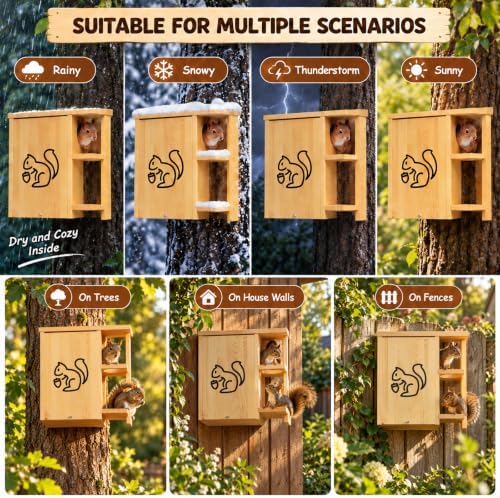 Widened Large Wooden Squirrel House Outdoor