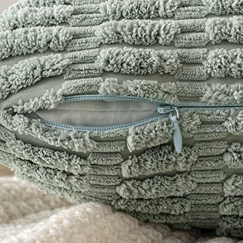 MIULEE Corduroy Decorative Throw Pillow Covers 18x18 Grey Green Pack of 2
