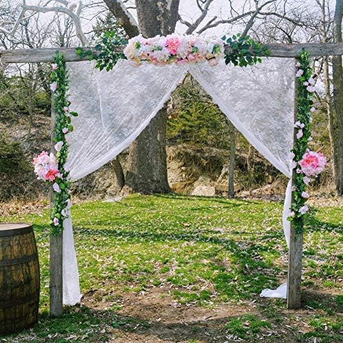 Fowecelt 2 Pack White Lace Tablecloth 60 × 120 Inch Lace Table Cloth for Rustic Boho Wedding Bridal Shower Party Decoration Classy Rectangle Overlay Long Vintage Embroidered Reception Table Cloth