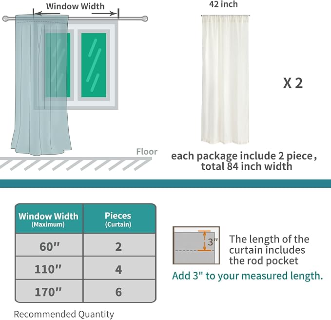 BGment 54 Inch Length Oatmeal Curtains - Image 9