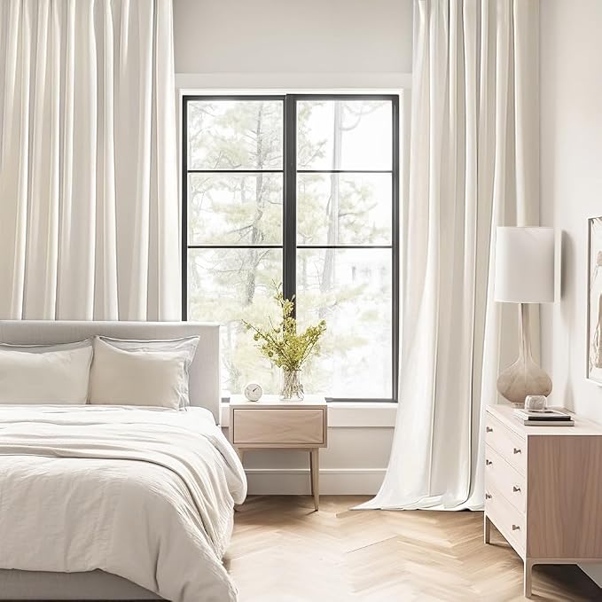 MIULEE Ivory Back Tab Blackout Curtains 52x72 Inches Long 2 Panels Set | Rod - Image 2