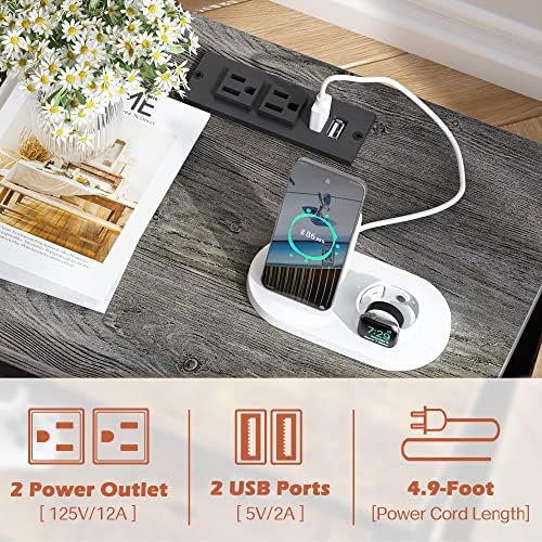 SUPERJARE Nightstand Set of 2 with Charging Station, USB-C Port, End Tables