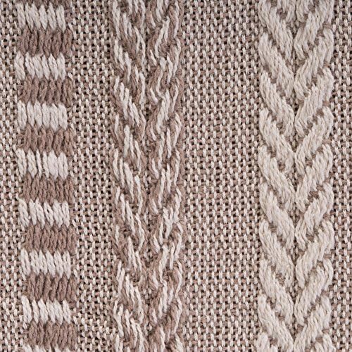 DII Braided Striped Throw Blanket, 50x60, Stone on Cream