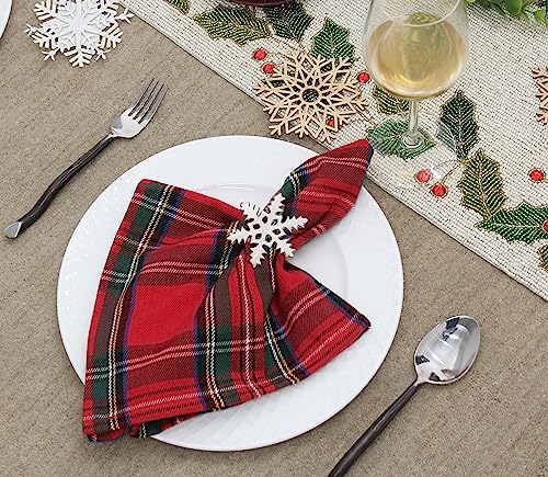 COTTON CRAFT Snowflake Napkin Rings - Set of 8 Silver Christmas Napkin Ring