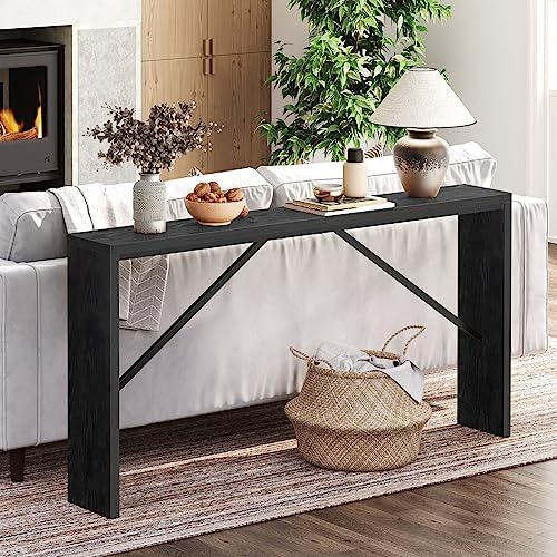 MAHANCRIS Console Table, 62.2"Long Sofa Table Behind Couch, Black CTHB15801