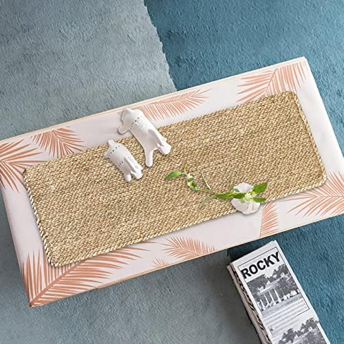 Woven Placemats One Table Runner 36 Inches Long Rattan Placemat Rectangle Runners Natural Wicker Heavy Braided Straw Place Mats Braided Outdoor Placemats for Patio Table, 35.83 X 12.99inch
