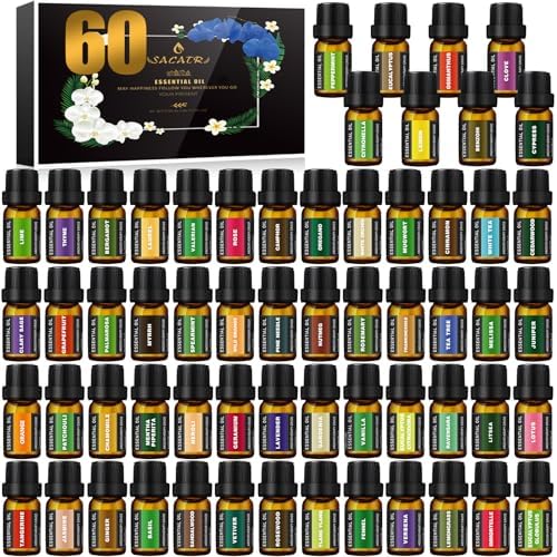 SACATR 60 Pcs Natural Essential Oil Sets,Fragrance Oil Scent (60 * 5ML)