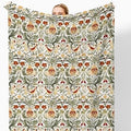 Vintage Floral Throw Blanket for Couch, Floral Room Decor, Retro Botanical Bird Art Nouveau Throw Blanket for Bedroom Living Room Decoration, 50x60 Inches