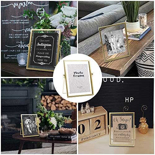 AceList Gold Picture Frames, Set of 3 Metal Floating Frame with Easel Stand