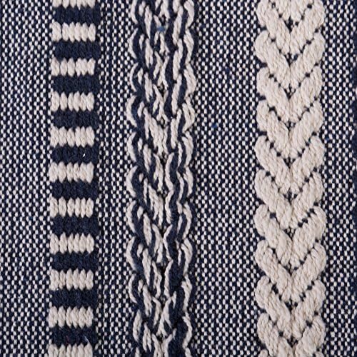 DII Braided Striped Throw Blanket, 50x60, Navy on Cream