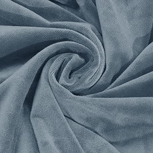 MIFXIN 2 Piece Tub Chair Cover with Cushion Cover Velvet Stretch Soft Washable Cub Chair Slipcovers Armchair Sofa Couch Furniture Protector Cover for Living Room Club Bar (Grey Blue)