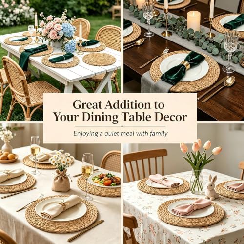 13.8" Round Woven Placemats, Plate Chargers for Dining Table