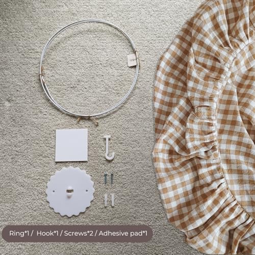 Wonder Space Kids Bed Canopy - Neutral Beige Gingham Checkered Design for Nurseries | Soft Cotton Decorative Tent for Baby Cribs & Toddler Beds | Perfect for Reading Nook or Play Area