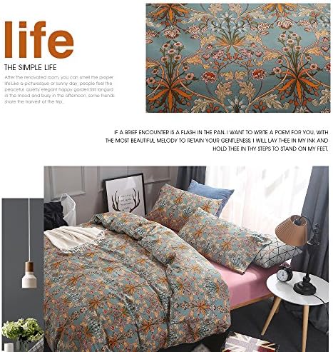 Green Gold Duvet Cover Queen,Medallion Paisley Print Bedding Set 400 Thread Count Percale Cotton Vibrant Bohemian Pattern Quit Cover with Zipper Closure