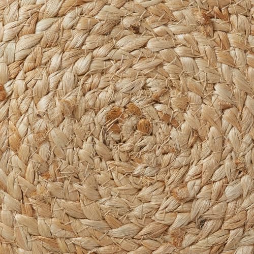 Casafield Hand-Braided Jute Pouf Ottoman Footrest, 19" W x 19" D x 10-1/2" H - Round, Natural Woven Boho Floor Cushion, Home Decor for Living Room