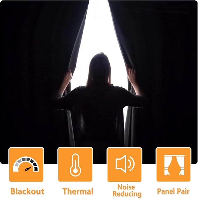 Blackout Curtains for Bedroom, Sage Green, 52 x 45 Inch, 2 Panels | Thermal - Image 2