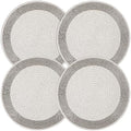 ALPHA Living HOME Beaded Placemats Set of 4 13 Inch Silver White Round Mats