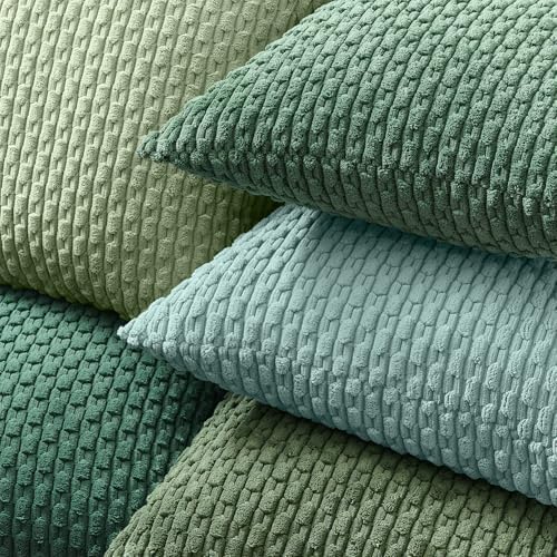 Kevin Textile Soft Corduroy 20x20 Inch Pillow Covers 2 Pack, Sage Green