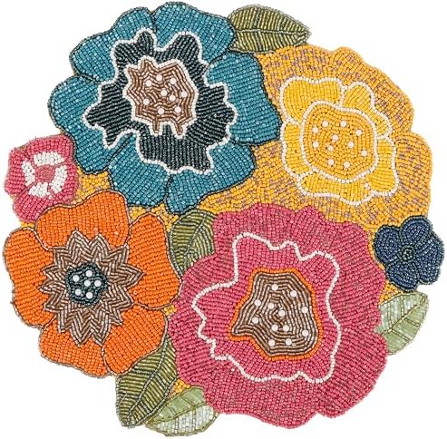 ALPHA Living HOME Beaded Placemats 13 Inch Multi Round Dining Table Mats