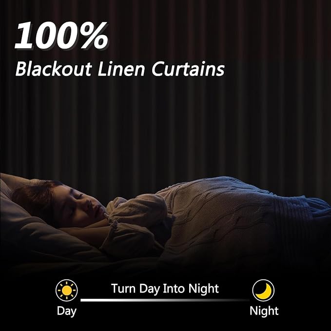 Off White 100% Blackout Curtains 84 Inch Length 2 Panels Set - Image 2