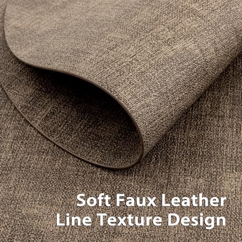 Faux Leather Oval Placemats Set of 6, Dark Brown