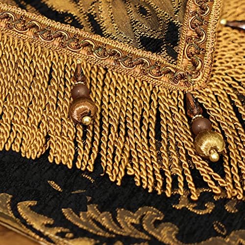 Loom and Mill Luxury Vintage Chenille Table Runner 120 Inches Long, Black