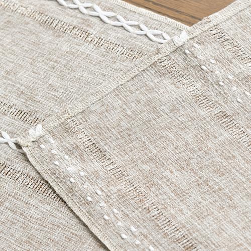 Artoid Mode Brown Rustic Cotton Linen Table Runner, Seasonal Embroidered Hollow Kitchen Dining Table Decoration for Home Party Decor 13x36 Inch