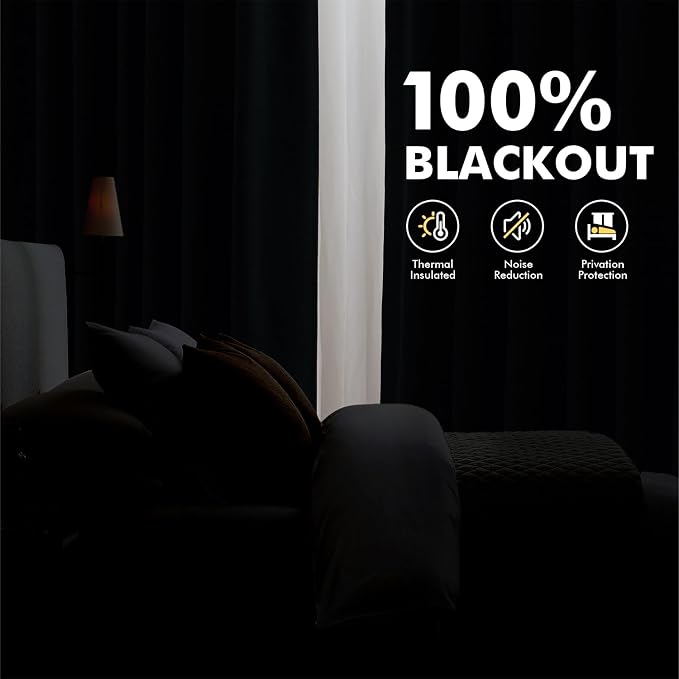 MIULEE 100% Blackout Linen Curtains 42 x 90 Inch Stone Blue 2 Panels | Thermal - Image 2