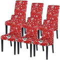 SearchI Christmas Chair Covers Set of 6, Stretch Xmas Kitchen Chair Cover Removable Washable Holiday Parsons Chair Slipcovers for Dining Room, Christmas Decoration, Ceremony(Snowman+Snowflake)