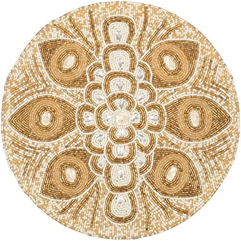 Beaded Placemats 13 Inch Round, White, Charger Placemats for Dining Table