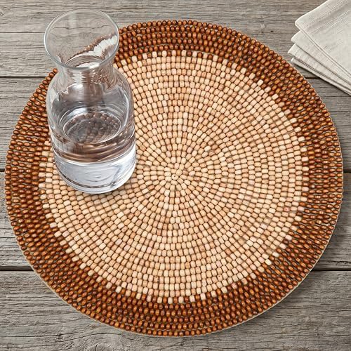 ALPHA Living HOME Woven Placemats Set of 2 Dark Brown Light Brown Mats